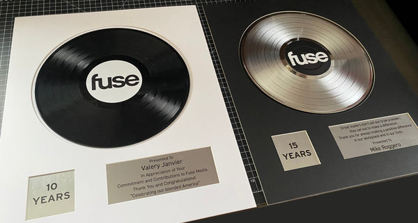 CUSTOM MAT Classic Black Record Award - Personalized 18" x 22" Framed Award for Business, Artist, & Band - Platinum Metal Plates Included