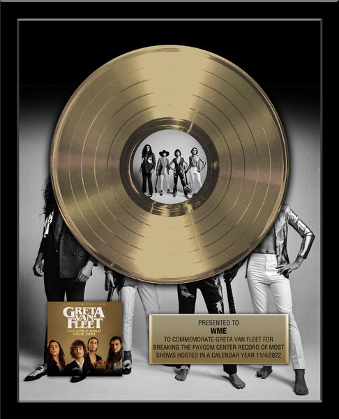 GOLD RECORD Album Tribute 18" x 22" Framed Artist & Band 12" - Metalized Gold Record