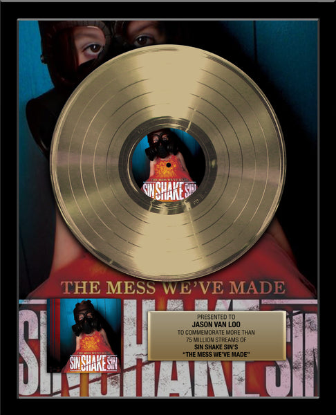 GOLD RECORD Album Tribute 18" x 22" Framed Artist & Band 12" - Metalized Gold Record