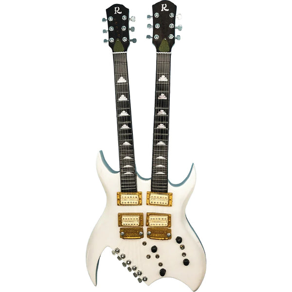 Lita Ford Limited Edition Signed White Double Neck Mini Guitar Replica Collectible