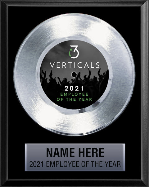 8" x 10" Plaque with 7" Platinum Record - 45 Single Style Classic Platinum Record Rockstar Award