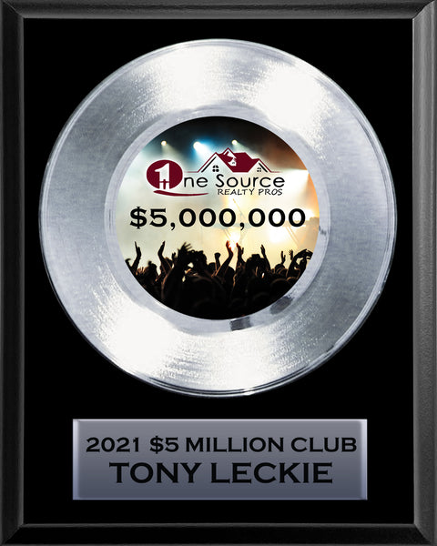 8" x 10" Plaque with 7" Platinum Record - 45 Single Style Classic Platinum Record Rockstar Award