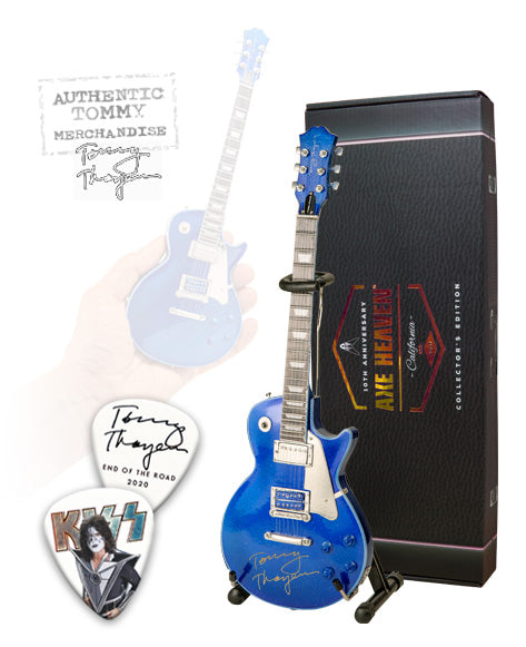 Tommy Thayer from KISS Autographed Miniature Electric Blue Handcrafted Guitars