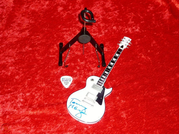 Tommy Thayer from KISS Autographed Miniature Pearl White Electric Handcrafted Guitars