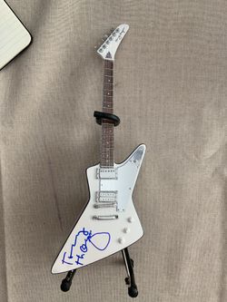 Tommy Thayer from KISS Autographed Miniature Pearl White Lighting Explorer Handcrafted Guitars