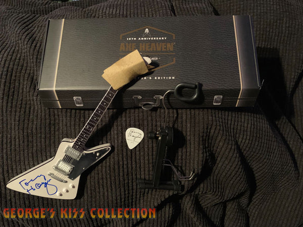 Tommy Thayer from KISS Autographed Miniature Pearl White Lighting Explorer Handcrafted Guitars