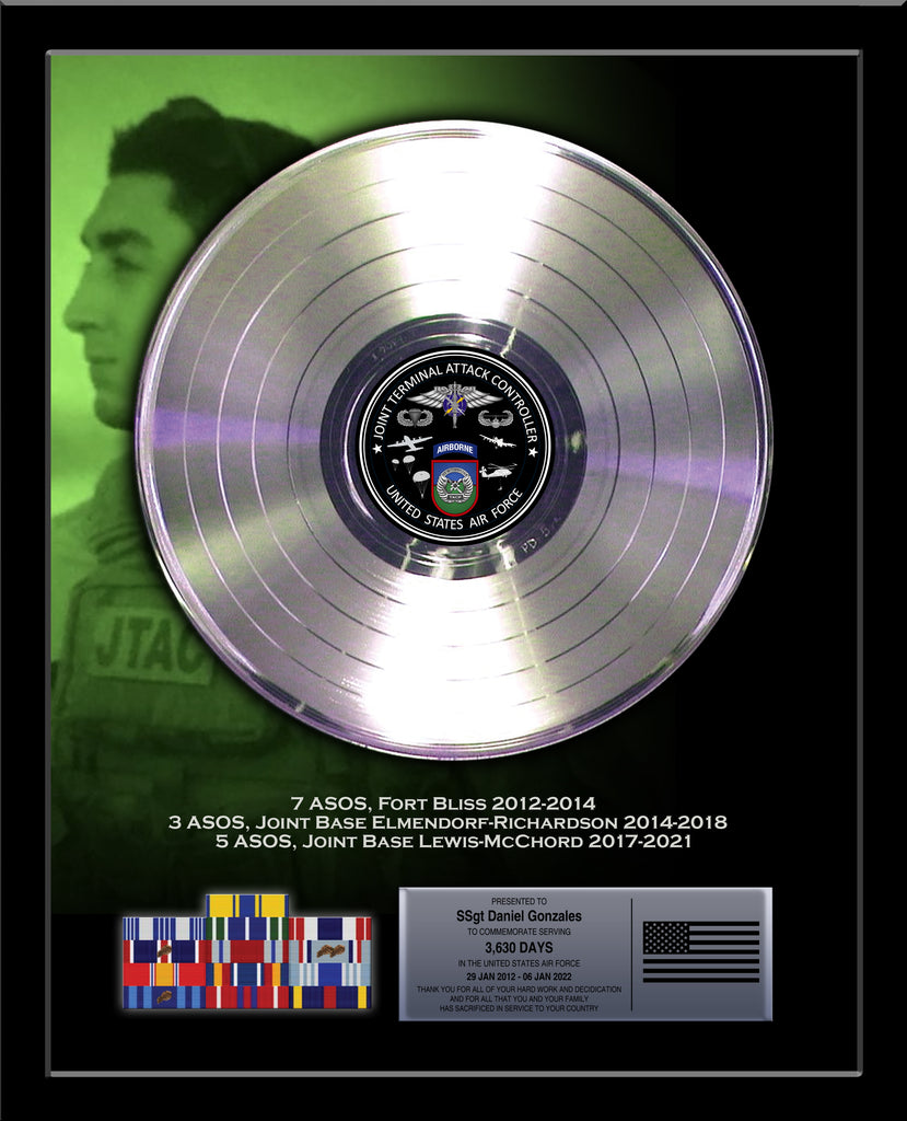 MILITARY Recognition Record Award - 12" Platinum Record Framed 18" x 22" - LAW ENFORCEMENT Platinum Record