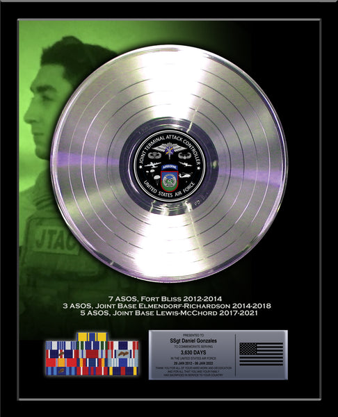 MILITARY Recognition Record Award - 12" Platinum Record Framed 18" x 22" - LAW ENFORCEMENT Platinum Record
