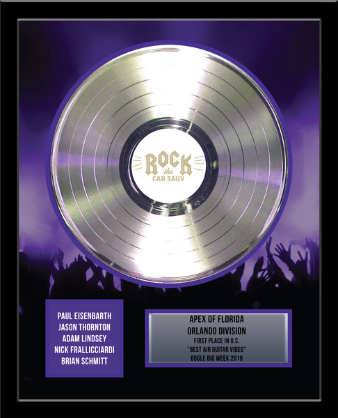 BUSINESS & BAND Platinum Record - Deluxe Framed Rockstar Award - 18" x 22" Framed 12" Metalized Platinum Record