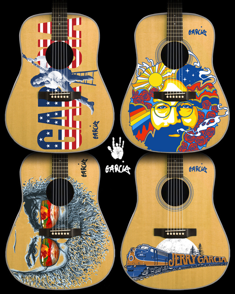 **NEW** Jerry Garcia™ ART SERIES SET OF 4 Tribute Acoustic Mini Guitar