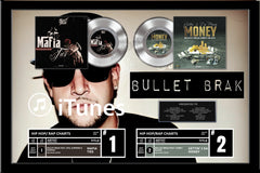 Double 45 Platinum Framed 36" x 24" Record Award - Custom Imprinted Backer with 2 x 7" Platinum Records