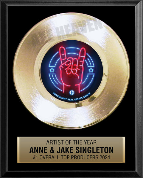 8" x 10" Plaque with 7" Gold Record - 45 Single Style Classic Gold Record Rockstar Award