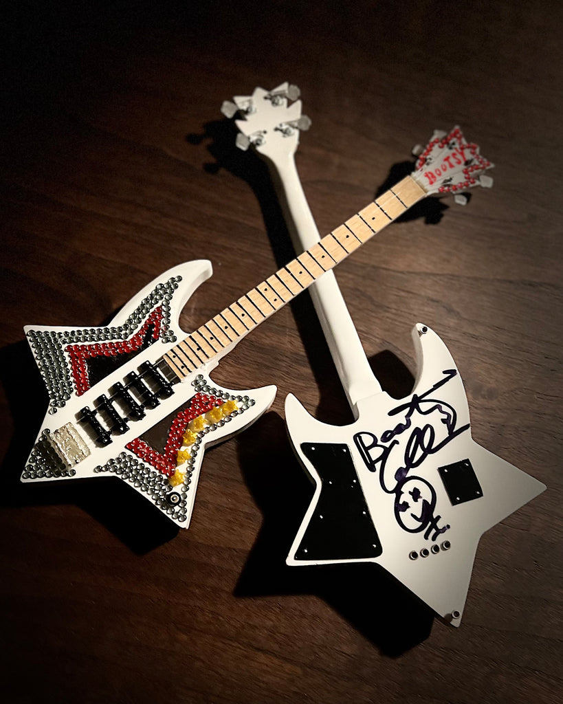 REAL AUTOGRAPHED - Bootsy Collins “Space Bass” Miniature Guitar Replica Bass - LIMITED