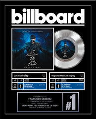 DOUBLE or TRIPLE CHART - BILLBOARD Record Award - Platinum 7" Record Album Award - 18" x 22" Framed Artist & Band
