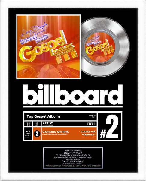 Top of Charts BILLBOARD Record Award - Platinum 7" Record Album Award - WHITE FRAMED - 18" x 22" Artist & Band