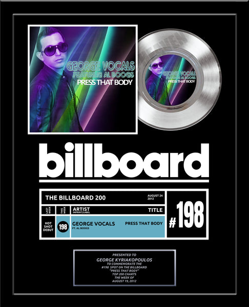 STREAMING Record Award - Platinum 7" Record Album Award - 18" x 22" Framed Artist & Band