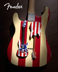 REAL AUTOGRAPHED - Wayne Kramer Mini "USA - Stars N' Stripes" Fender™ Strat™ Guitar Replica - VERY LIMITED!