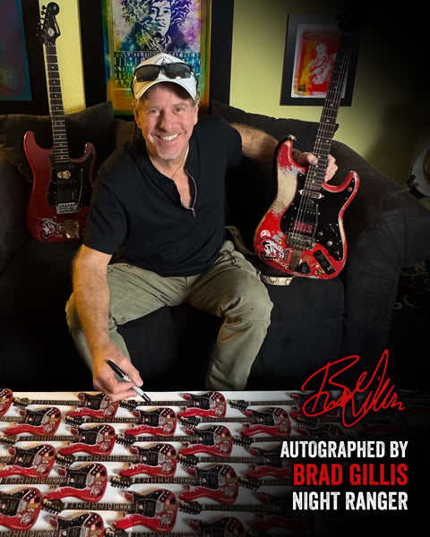 REAL AUTOGRAPH - Brad Gillis Fender™ Strat™ 1962 Vintage Red Mini Guitar