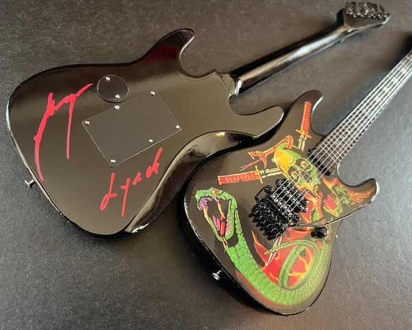 REAL - AUTOGRAPHED - George Lynch Skulls & Snakes Mini Guitar Replica - LIMITED