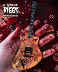 REAL AUTOGRAPH - RIGGS Signature "Pigskin" Mini Guitar - Rob Zombie