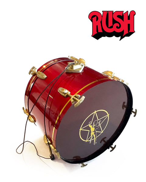 RUSH Ornaments Set of 3 - Bass, Guitar, and Starman Crimson Red Mini Drum