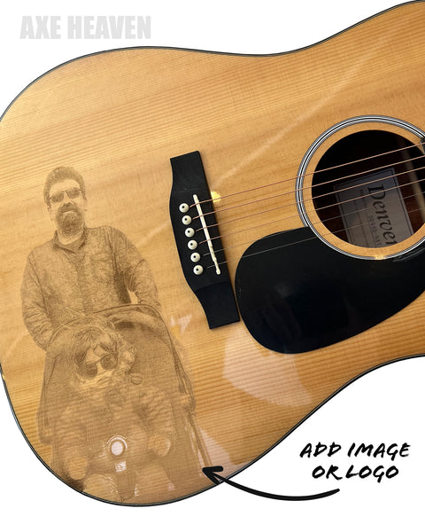 LASER ENGRAVE YOUR IMAGE on a Real Acoustic Guitar - Full Body Dreadnought Acoustic Guitar Natural