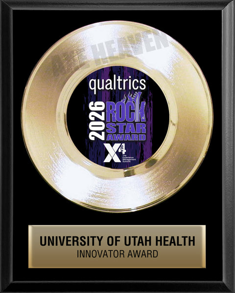 8" x 10" PLAQUE with 7" Gold Record - 45 Single Style Classic Gold Record Rockstar Award