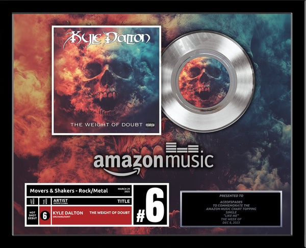 HORIZONTAL - TOP of CHARTS Real Platinum 7" Record Album Award - 22" x 18" Framed Artist & Band - Billboard, iTunes, Spotify Recognition