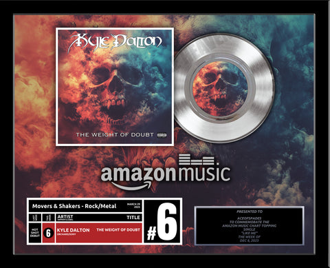 HORIZONTAL - TOP of CHARTS Real Platinum 7" Record Album Award - 22" x 18" Framed Artist & Band - Billboard, iTunes, Spotify Recognition