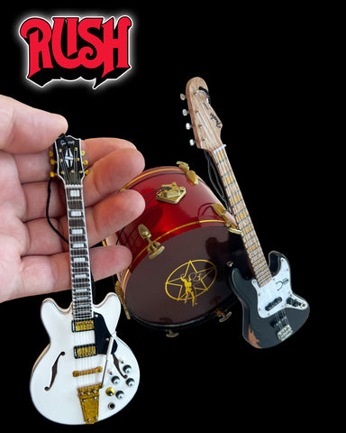 RUSH Ornaments Set of 3 - Bass, Guitar, and Starman Crimson Red Mini Drum