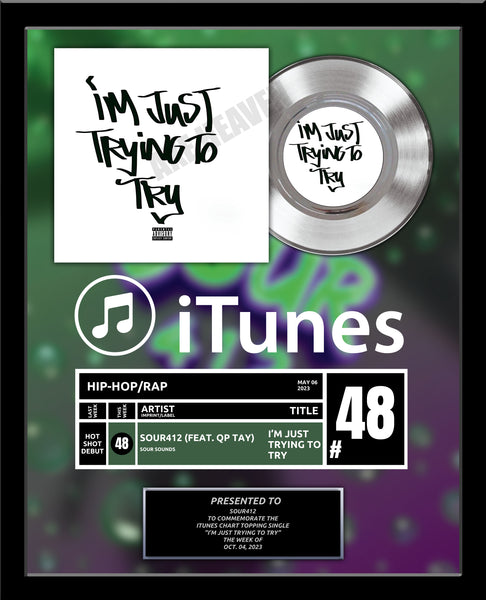 BILLBOARD Record Award - Platinum 7" Record Album Award - 18" x 22" Framed Artist & Band - iTunes, Spotify Recognition