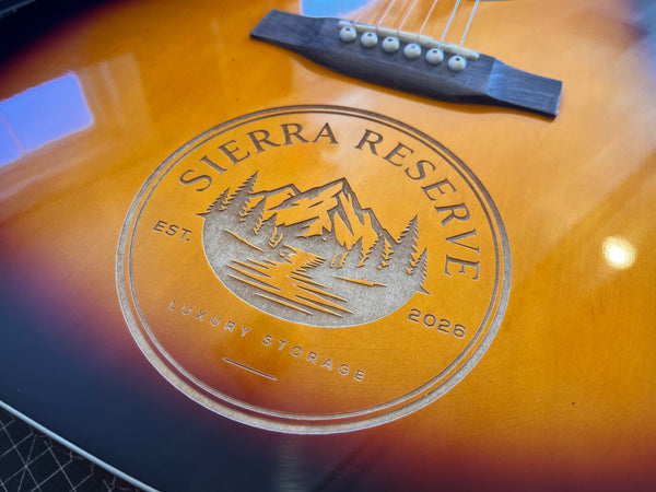 LASER ENGRAVED Real Acoustic Guitar - Full Body Dreadnought Acoustic Promotional Guitar Natural