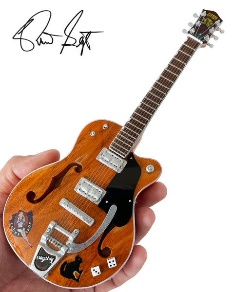 Brian Setzer Gretsch Nashville Orange Dice Hollow Body Mini Guitar Replica Collectible