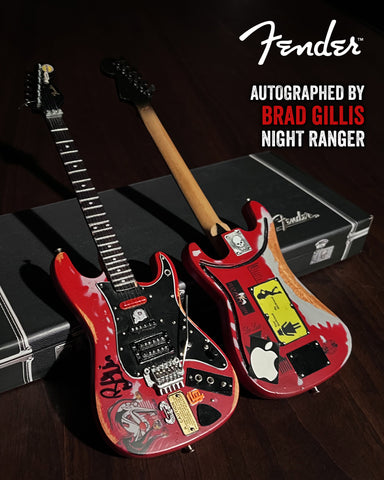REAL AUTOGRAPH - Brad Gillis Fender™ Strat™ 1962 Vintage Red Mini Guitar