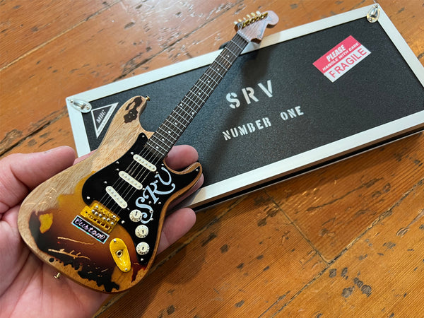 MINI CASE & GUITAR Stevie Ray Vaughan SRV #1 Distressed Mini Fender™ Strat™ Guitar Replica