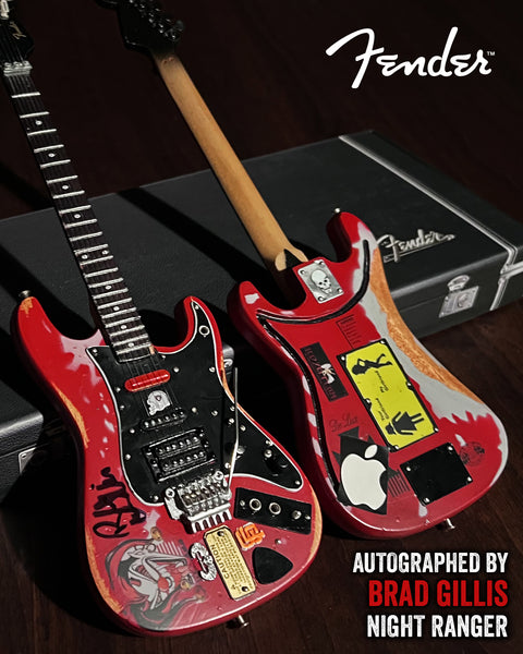 REAL AUTOGRAPH - Brad Gillis Fender™ Strat™ 1962 Vintage Red Mini Guitar