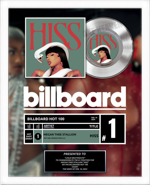 Top of Charts BILLBOARD Record Award - Platinum 7" Record Album Award - WHITE FRAMED - 18" x 22" Artist & Band