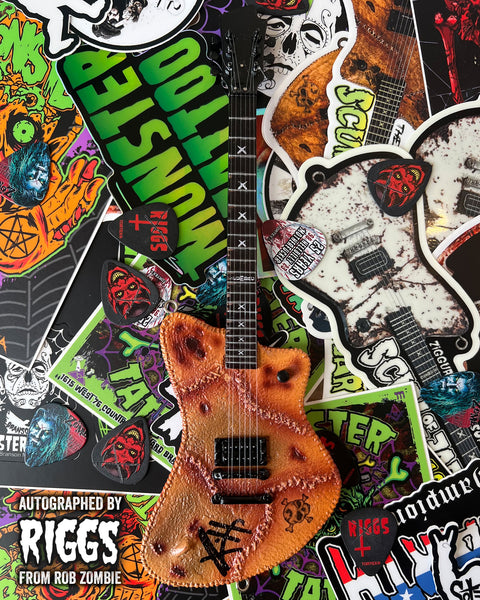 REAL AUTOGRAPH - RIGGS Signature "Pigskin" Mini Guitar - Rob Zombie