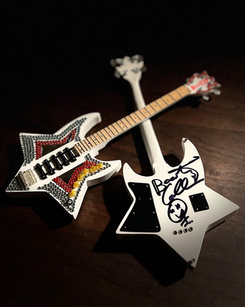 REAL AUTOGRAPHED - Bootsy Collins “Space Bass” Miniature Guitar Replica Bass - LIMITED