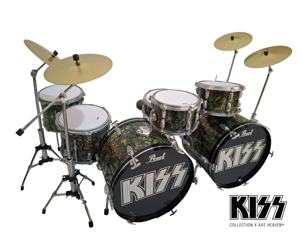 KISS® Abalone Finish Mini Double Bass Drum Set Replica Collectible - 1:4 Scale Model