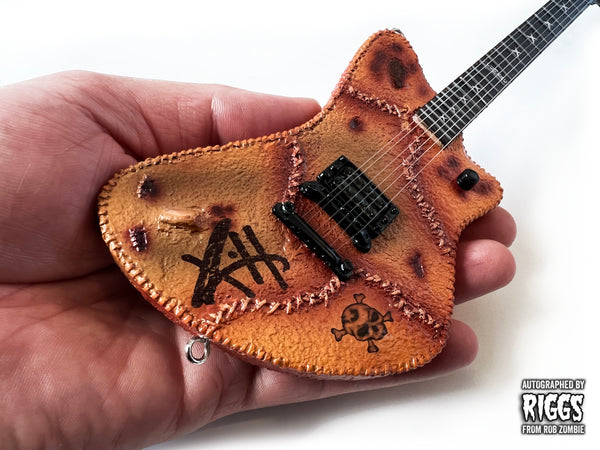REAL AUTOGRAPH - RIGGS Signature "Pigskin" Mini Guitar - Rob Zombie