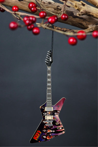 6" KISS® Destroyer Album Tribute ICEMAN Mini Guitar Ornament - Handcrafted from Solid Wood