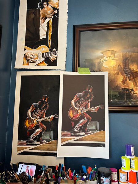 Slash Lithograph by Ron Bailey - Limited Edition - Autographed by Slash