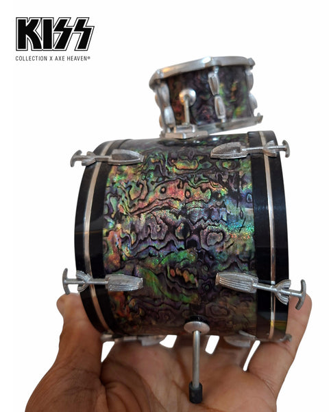 KISS® Abalone Finish Mini Double Bass Drum Set Replica Collectible - 1:4 Scale Model
