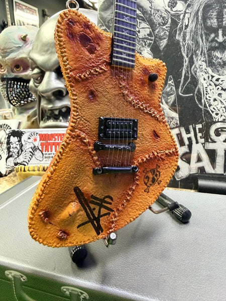 REAL AUTOGRAPH - RIGGS Signature "Pigskin" Mini Guitar - Rob Zombie