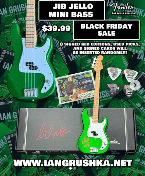 Ian Grushka Fender™ "Jib Jello" Mini Bass - SILVER Autograph - LIMITED 1 of 10