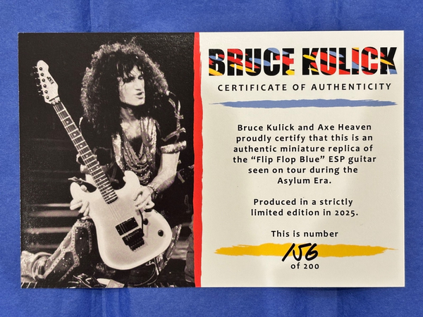 Bruce Kulick Signed "Flip Flop" Asylum Tour Mini Guitar - Limited Edition