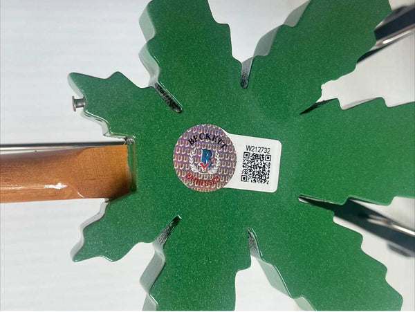 Cheech & Chong Signed Pot Leaf Mini Guitar - Sweet Leaf Guitars® Replica Collectible Autographed by Cheech Marin and Tommy Chong