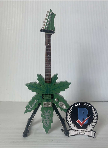 Cheech & Chong Signed Pot Leaf Mini Guitar - Sweet Leaf Guitars® Replica Collectible Autographed by Cheech Marin and Tommy Chong