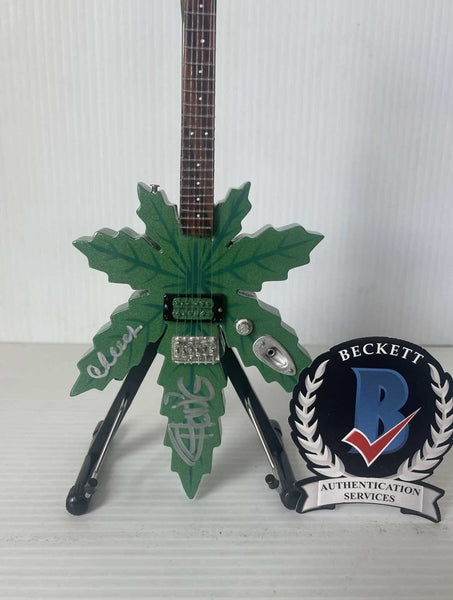 Cheech & Chong Signed Pot Leaf Mini Guitar - Sweet Leaf Guitars® Replica Collectible Autographed by Cheech Marin and Tommy Chong